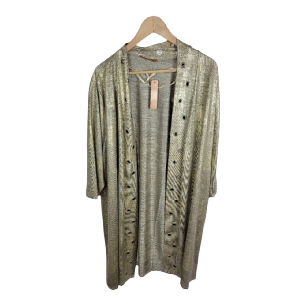 Belldini Metallic Golden Silver  Open Jacket Cardigan 3X nwt